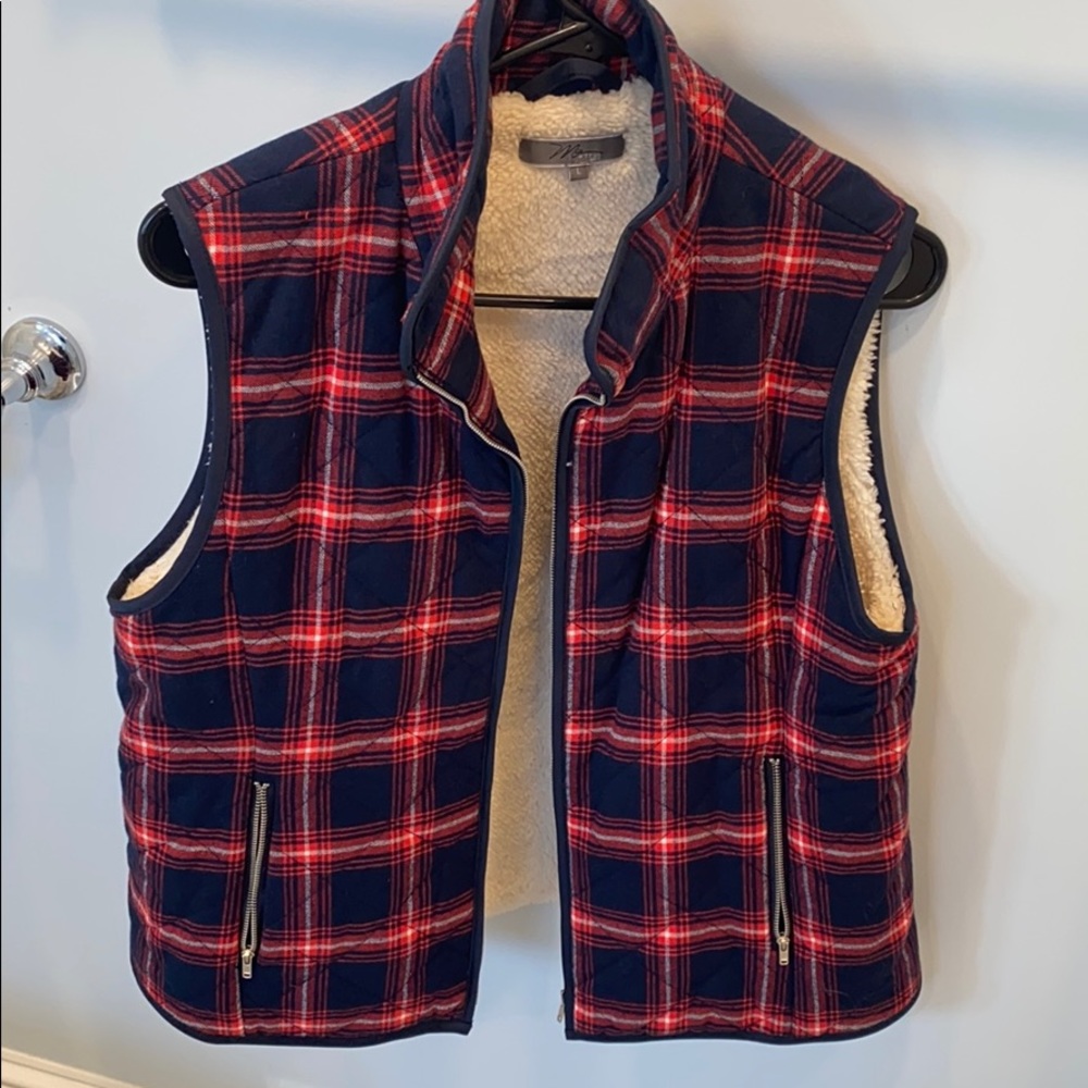 Mia + Tess fleece lined plaid vest